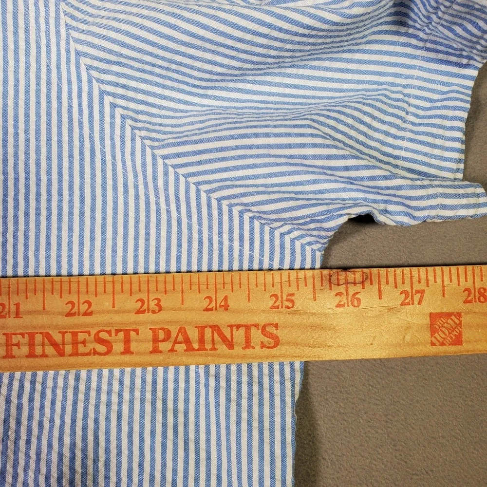 Polo Ralph Lauren Shirt Mens XL Blue White Pinstripe Short Sleeve Preppy Classic